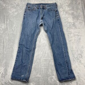 Levi's 505 Jeans Mens 34x32 Blue Denim Red Tab Straight Leg Outdoor Americana